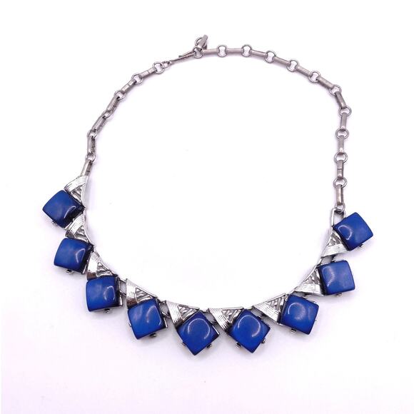 Coro Dark Blue Lucite Collar Necklace 14” - Picture 5 of 5